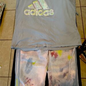 Adidas Blue and Pink Sweatpants Vibrant Tie-Dye Joggers